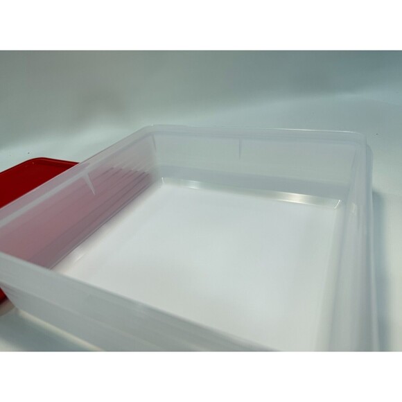 Tupperware Stacking Square Container 8 1/2” X 8 1/2” Red Lid 5352B - Picture 7 of 8